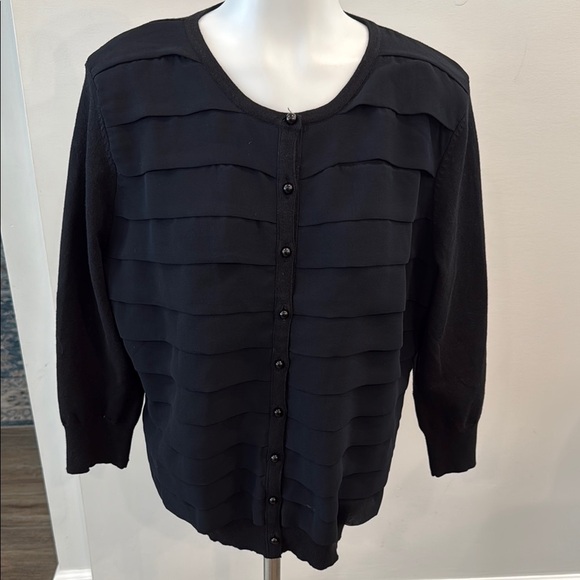 Sweaterworks Black 3/4 Sleeve Button Down Cardigan - Picture 1 of 7